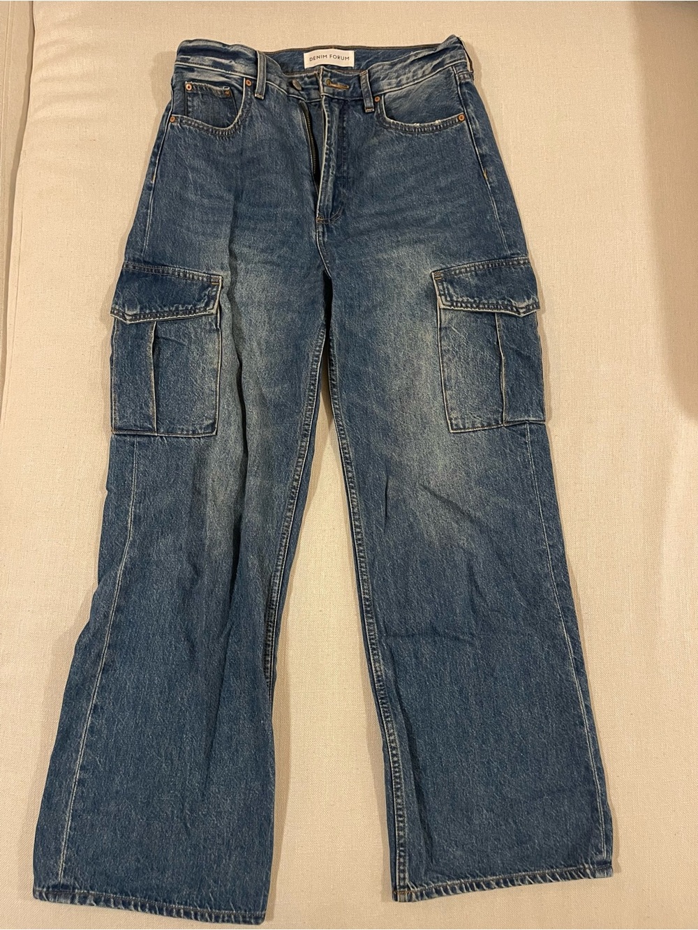 Denim Forum Light & Medium Blue High-Rise Wide Jeans